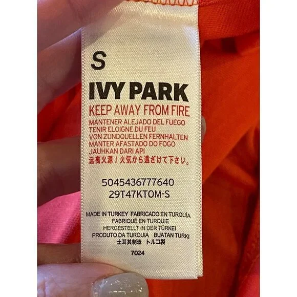 Ivy Park Orange And White Modal Crew Neck Sleeveless Tank Top Size S - Picture 11 of 12